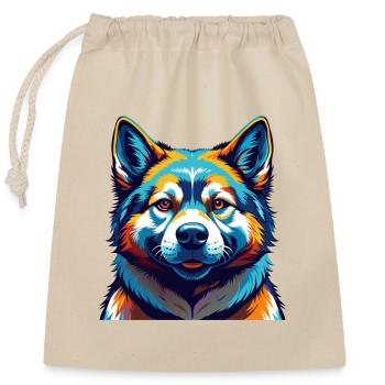 American Akita Dog Breed Colorful Cartoon Kawaii - Closable cotton gift bag (25x30cm) - nature - Front