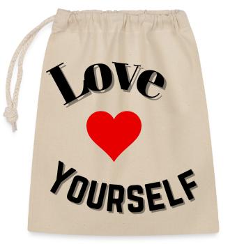 Love yourself - Closable cotton gift bag (25x30cm) - nature - Front