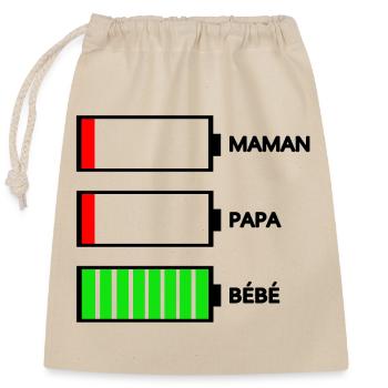 MOM DAD BABY - Closable cotton gift bag (25x30cm) - nature - Front