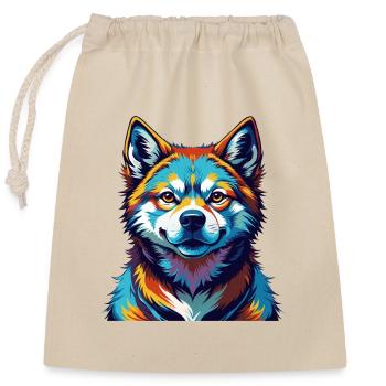 Akita Inu Dog Breed Colorful Cartoon Kawaii - Closable cotton gift bag (25x30cm) - nature - Front