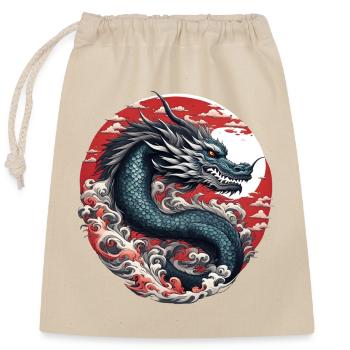 Japanese Dragon - Closable cotton gift bag (25x30cm) - nature - Front