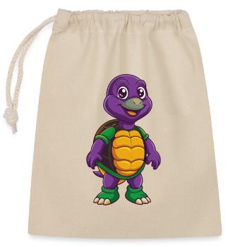 Schildkröte Lustige Kawaii Cartoon Figur Clipart - Verschließbarer Geschenkbeutel aus Baumwolle (25x30cm) - Natur - Vorne
