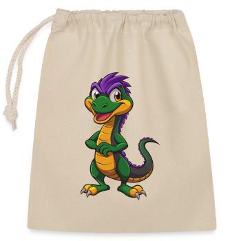 Basilisk Lustige Kawaii Cartoon Figur Clipart - Verschließbarer Geschenkbeutel aus Baumwolle (25x30cm) - Natur - Vorne