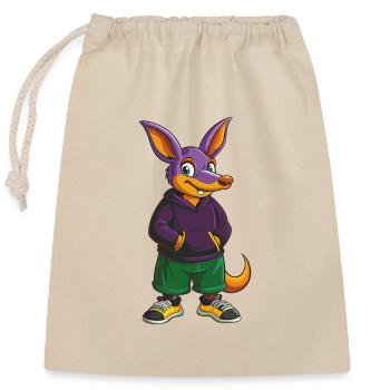 Aardvark Funny Kawaii Cartoon Character Clipart - Closable cotton gift bag (25x30cm) - nature - Front