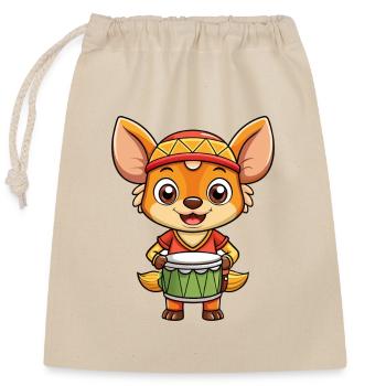 Bongo Niedliche Zeichentrickfigur Kawaii Clipart - Verschließbarer Geschenkbeutel aus Baumwolle (25x30cm) - Natur - Vorne