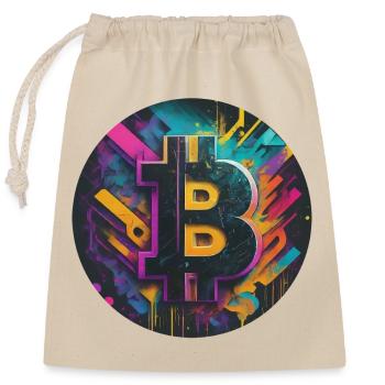 Bitcoin-Explosion der Farben - Verschließbarer Geschenkbeutel aus Baumwolle (25x30cm) - Natur - Vorne