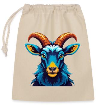 Steinbock Bunte Kawaii Cartoon Figur Clipart - Verschließbarer Geschenkbeutel aus Baumwolle (25x30cm) - Natur - Vorne