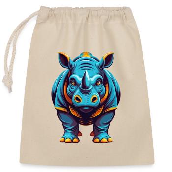 Rhino Colorful Kawaii Cartoon Character Clipart - Closable cotton gift bag (25x30cm) - nature - Front