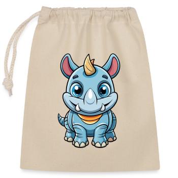 Rhino Cute Cartoon Character Kawaii Clipart - Closable cotton gift bag (25x30cm) - nature - Front