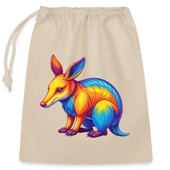 Aardvark Colorful Kawaii Cartoon Character Clipart - Closable cotton gift bag (25x30cm) - nature - Front