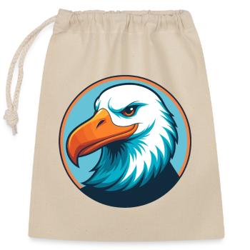 Albatross Cute Kawaii Cartoon Animal Pet Logo - Closable cotton gift bag (25x30cm) - nature - Front