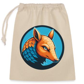 Armadillo Cute Kawaii Cartoon Animal Pet Logo - Closable cotton gift bag (25x30cm) - nature - Front