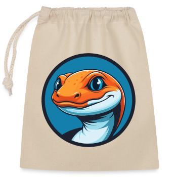 Salamander Cute Kawaii Cartoon Animal Pet Logo - Closable cotton gift bag (25x30cm) - nature - Front