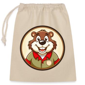 Biber Bunte Kawaii Cartoon Figur Clipart - Verschließbarer Geschenkbeutel aus Baumwolle (25x30cm) - Natur - Vorne