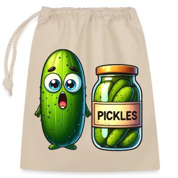 Cucumber's Pickle Predicament: Schockiert und erschüttert! - Verschließbarer Geschenkbeutel aus Baumwolle (25x30cm) - Natur - Vorne
