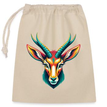 Antelope Cute Kawaii Cartoon Clipart Animal Face - Closable cotton gift bag (25x30cm) - nature - Front