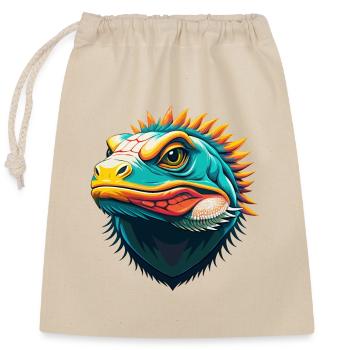 Iguana Cute Kawaii Cartoon Clipart Animal Face - Closable cotton gift bag (25x30cm) - nature - Front