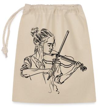 Fiddle Girl Drawing - Closable cotton gift bag (25x30cm) - nature - Front