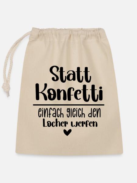 Locher Konfetti Werfen - Verschließbarer Geschenkbeutel aus Baumwolle (25x30cm) - Natur