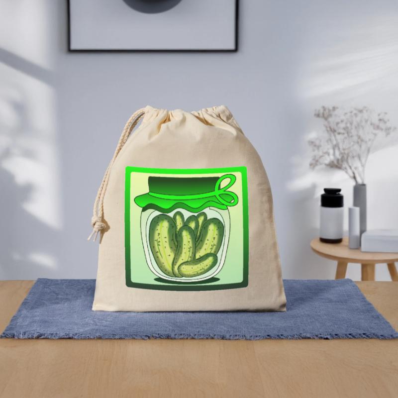 CORNICHONS, CORNICHONS, SALADE DE CONCOMBRE, CONCOMBRE Sac cadeau en coton avec cordon (25 x 30 cm)