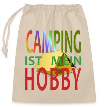 CAMPING IS EXACTLY MY HOBBY - Closable cotton gift bag (25x30cm) - nature - Front