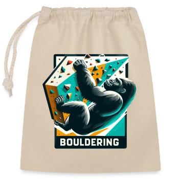 Bouldering Gorilla Gift - Closable cotton gift bag (25x30cm) - nature - Front