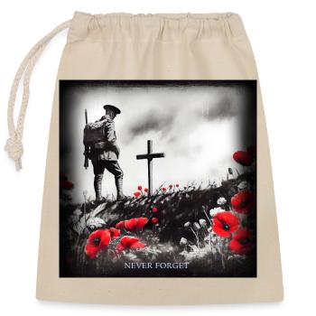 World war 2 remembrance day painting. Never Forget - Closable cotton gift bag (25x30cm) - nature - Front
