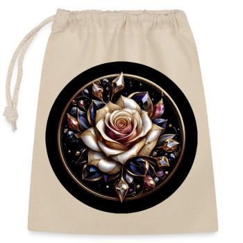 Rose im Diamantkranz - Rose Diamant Edelstein - Verschließbarer Geschenkbeutel aus Baumwolle (25x30cm) - Natur - Vorne
