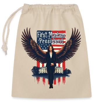 FIRST MADAM PRESIDENT, KAMALA HARRIS - Closable cotton gift bag (25x30cm) - nature - Front