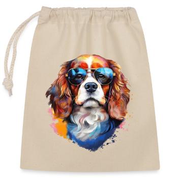 Cavalier Kings Charles Spaniel avec lunettes de soleil - Sac cadeau en coton avec cordon (25 x 30 cm) - nature - Devant