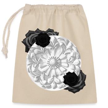 Grabstein Ornament, Rosenblüte, goth - Verschließbarer Geschenkbeutel aus Baumwolle (25x30cm) - Natur - Vorne