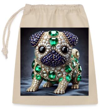 Chemise exclusive au design carlin - Sac cadeau en coton avec cordon (25 x 30 cm) - nature - Devant