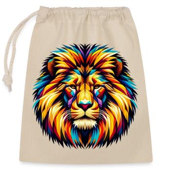 Lion - Closable cotton gift bag (25x30cm) - nature - Front