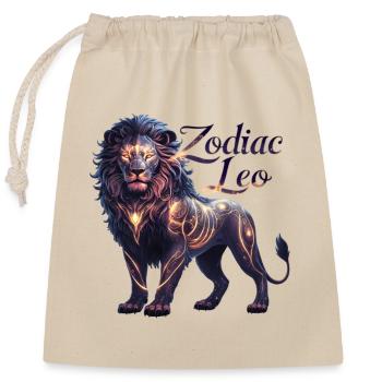 Zodiac Leo Sign | Majestic Celestial Lion - Closable cotton gift bag (25x30cm) - nature - Front