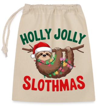 Conception de Noël festif paresseux avec des lumières - Sac cadeau en coton avec cordon (25 x 30 cm) - nature - Devant