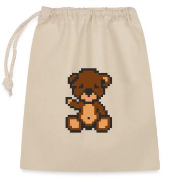 Pixel-Bär-Brownie - Verschließbarer Geschenkbeutel aus Baumwolle (25x30cm) - Natur - Vorne