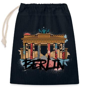 Urbaner Berliner Style – Brandenburger Tor - Verschließbarer Geschenkbeutel aus Baumwolle (25x30cm) - Navy - Vorne