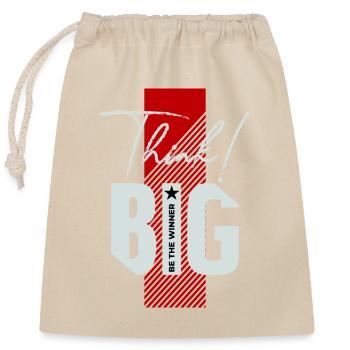 Think big! - Verschließbarer Geschenkbeutel aus Baumwolle (25x30cm) - Natur - Vorne