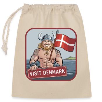 Visiter le Danemark Viking Dannebrog Danemark Vacances - Sac cadeau en coton avec cordon (25 x 30 cm) - nature - Devant