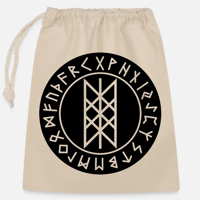 Cercle de runes noires de Wyrd - Sac cadeau en coton avec cordon (25 x 30 cm) - nature