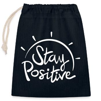 restez positif, soyez positif, bonne attitude - Sac cadeau en coton avec cordon (25 x 30 cm) - bleu marine - Devant