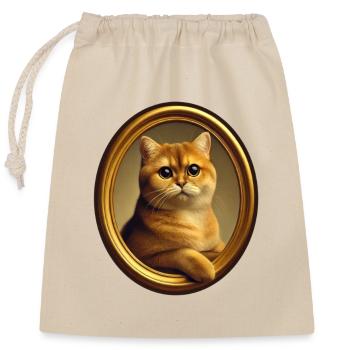 Katzenporträt Kater Carlo - Verschließbarer Geschenkbeutel aus Baumwolle (25x30cm) - Natur - Vorne
