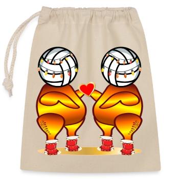 VOLLEY-BALL AU POULET RÔTI DE NOËL - Sac cadeau en coton avec cordon (25 x 30 cm) - nature - Devant