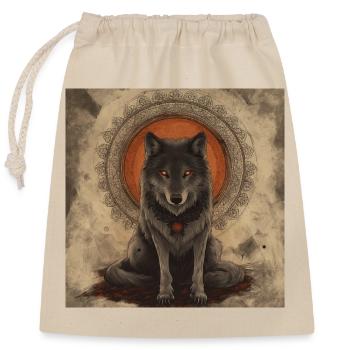 Esoterik Spiritualität Mystik Wolf - Verschließbarer Geschenkbeutel aus Baumwolle (25x30cm) - Natur - Vorne