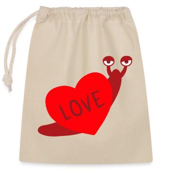 Escargot d’amour - Sac cadeau en coton avec cordon (25 x 30 cm) - nature - Devant