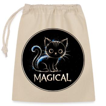 Magic Cat - Closable cotton gift bag (25x30cm) - nature - Front
