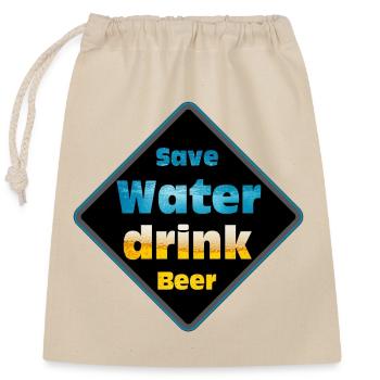 Conception du bouclier de bière pour les boissons d’épargne - Sac cadeau en coton avec cordon (25 x 30 cm) - nature - Devant