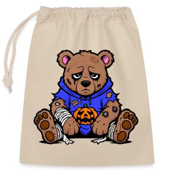 Halloween Bär - Verschließbarer Geschenkbeutel aus Baumwolle (25x30cm) - Natur - Vorne