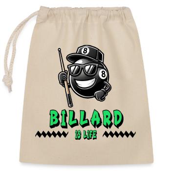 Billiards, c’est la vie - Conception cool à 8 boules - Sac cadeau en coton avec cordon (25 x 30 cm) - nature - Devant