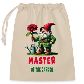 Meister des Gartens / Gartenzwerk - Verschließbarer Geschenkbeutel aus Baumwolle (25x30cm) - Natur - Vorne